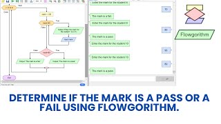 Determine if the mark is a pass or a fail using flowgorithm.