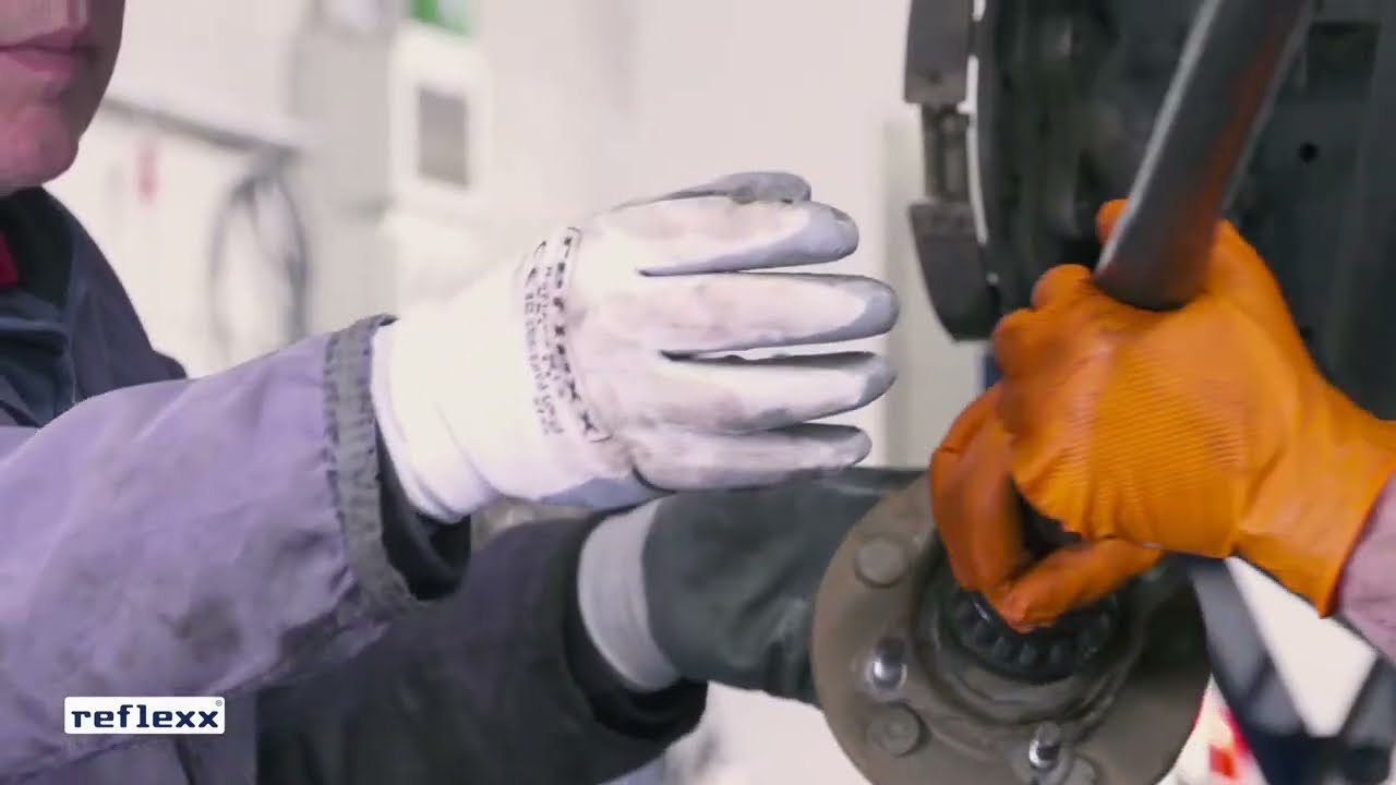 Industrijske rokavice iz nitrila Reflexx N85 Full Grip, teksturirane, brez pudra, oranžne