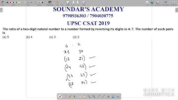 UPSC CSAT 2019 - RATIO - Two digit number and its reverse  / Number of  pairs