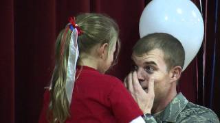 Bucks soldier surprises daughter at school