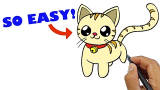 how to draw a cute cat easy step by step easy version simple drawings for beginners