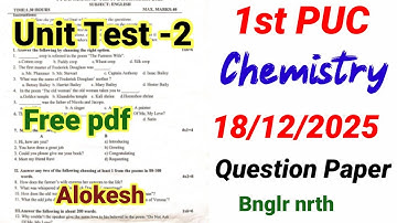 1st PUC Chemistry Unit Test 2 Question Paper 2025 important Questions