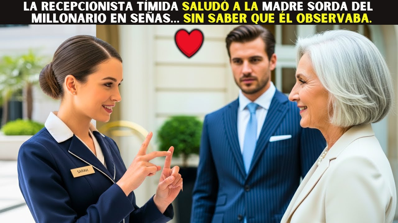 La recepcionista tímida saludó a la madre sorda del Millonario en señas… sin saber que él observaba.