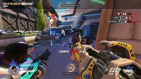 4K Pharah uses Baptiste Amplification Matrix to one shot three enemies