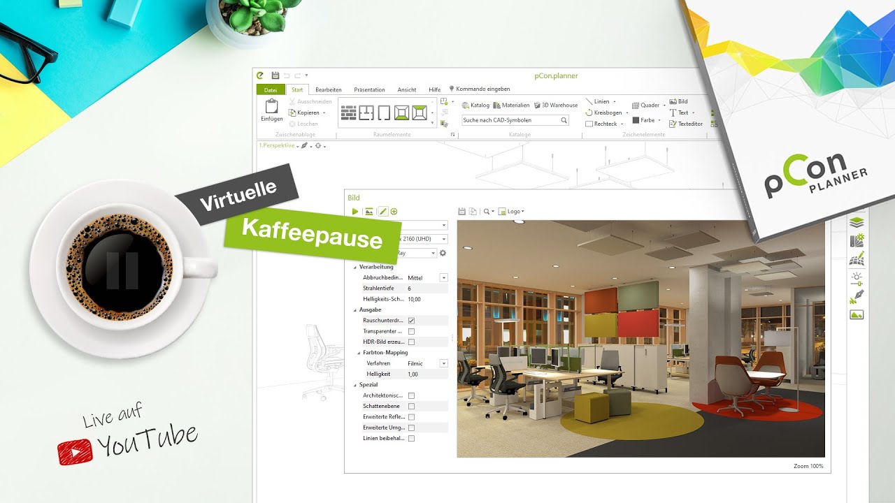 3. Virtuelle Kaffeepause mit pCon | Rendering - YouTube