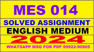 mes 014 solved assignment 2024 | mes 14 solved assignment in english 2023-24 | mes 14 2024