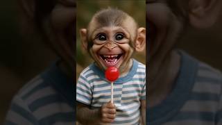 Baby Monkey Tastes a Lollipop... Then Bursts Into Laughter! | Cutest Funny Viral Moment EverWow!🤣🤣🤣