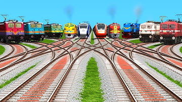 10 Trains Crossing Diamond & Curved Branched Railroad Tracks | Beamng Drive Crash | train simulator 