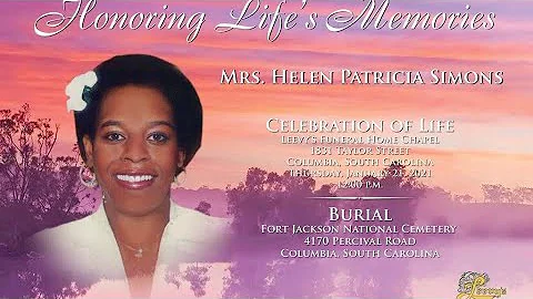 Mrs. Helen Patricia Simons- January 21, 2021- Leev...