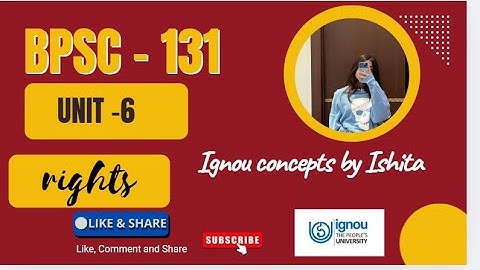 UNIT 6 || BPSC 131 || RIGHTS || BA 1 YEAR POLITICAL SCIENCE