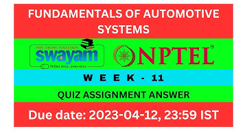 Fundamentals of automotive Systems || NPTEL || Week-11 Assignment Answer ||