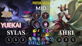 RNG yuekai Sylas vs Ahri Mid - KR Patch 10.20