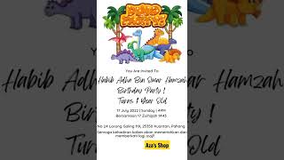 Video Kad Jemputan Birthday Party Dinosours