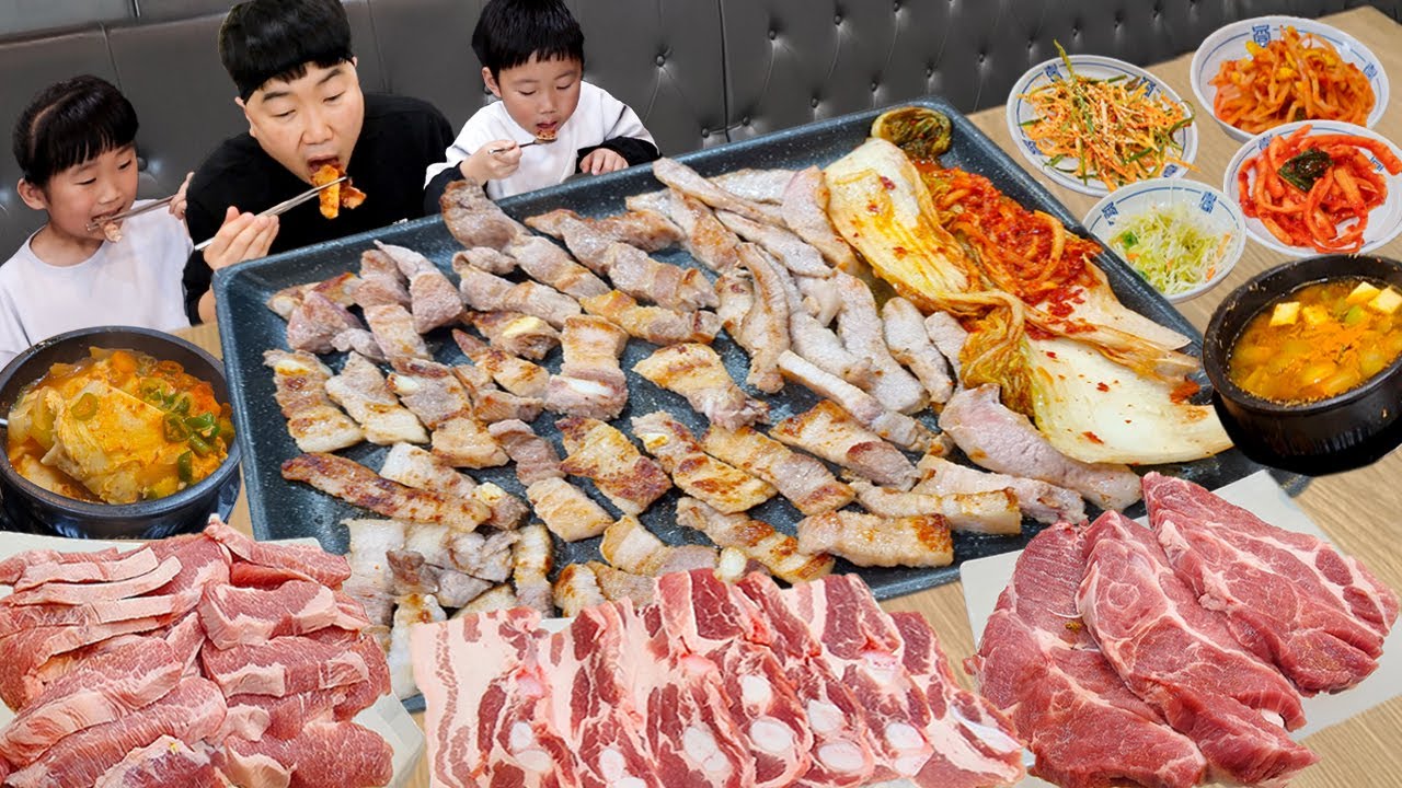 생삼겹살 목살 항정살 9인분 뼈까지 씹어묵고 된장찌깨 순두부찌개 호로록..