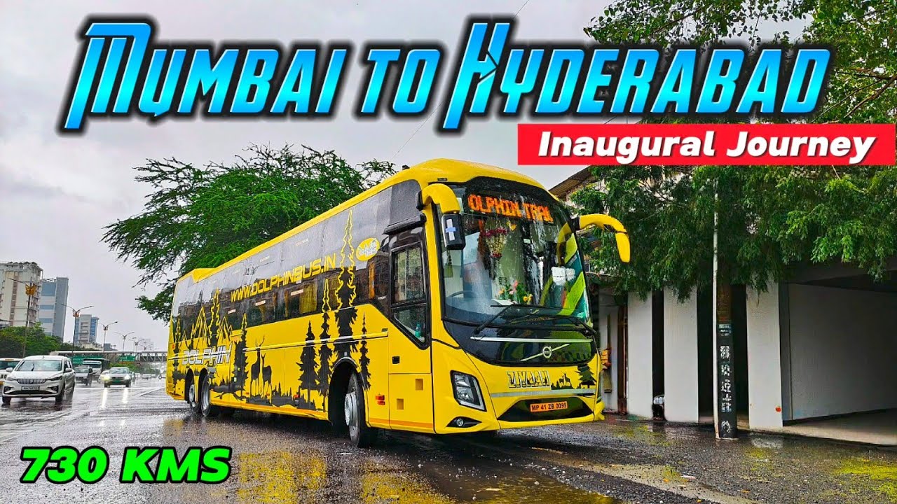 Dolphin Travels Volvo 9600 Inaugural bus journey | Mumbai to Hyderabad in heavy rains 🌧️