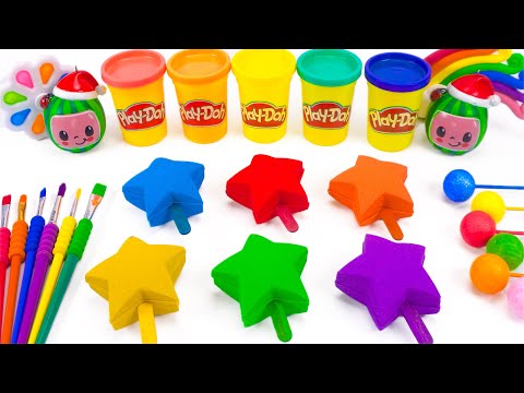 How To Make Rainbow Star Ice Cream With Kinetic Sand PlayDoh Kinetic Sand ASMR