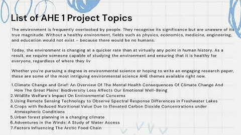 IGNOU AHE 1 Project Topics List | IGNOU PROJECT