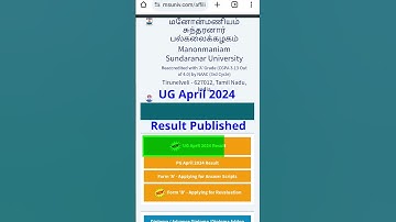 UG Result April 2024 | MS University | Published