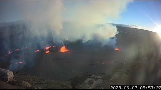 Timelapse of Halema‘uma‘u eruption, Kīlauea volcano — June 7-9, 2023