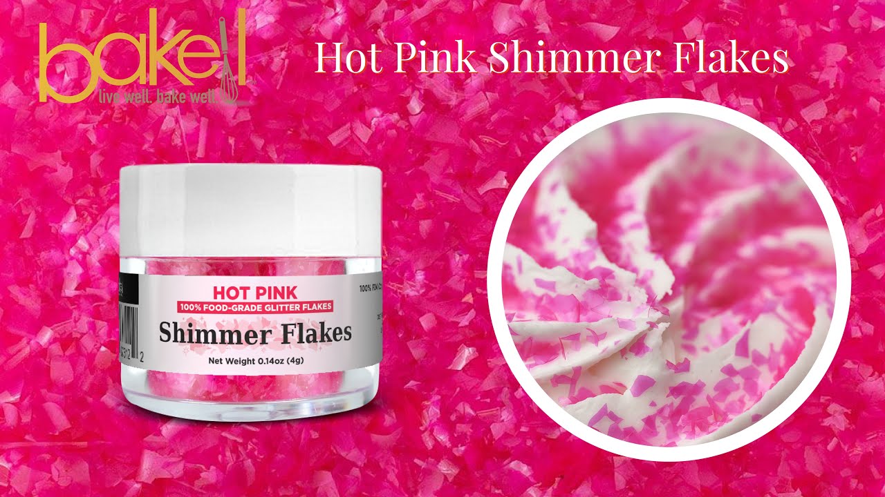 Hot Pink Edible Shimmer Flakes 4 Gram Jar