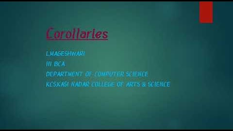 Corollaries - OOAD - Presented By L. Mageshwari of III BCA
