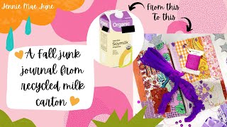 Recycled Milk Carton Into Gatefold Junk Journal | October Daily Journal | Make a Journal With Me