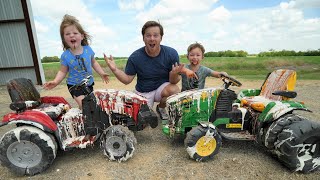 Our kids tractors are SUPER dirty | Washing kids tractors