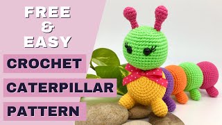 Free caterpillar crochet pattern, Crochet caterpillar tutorial, How to crochet caterpillar Amigurumi