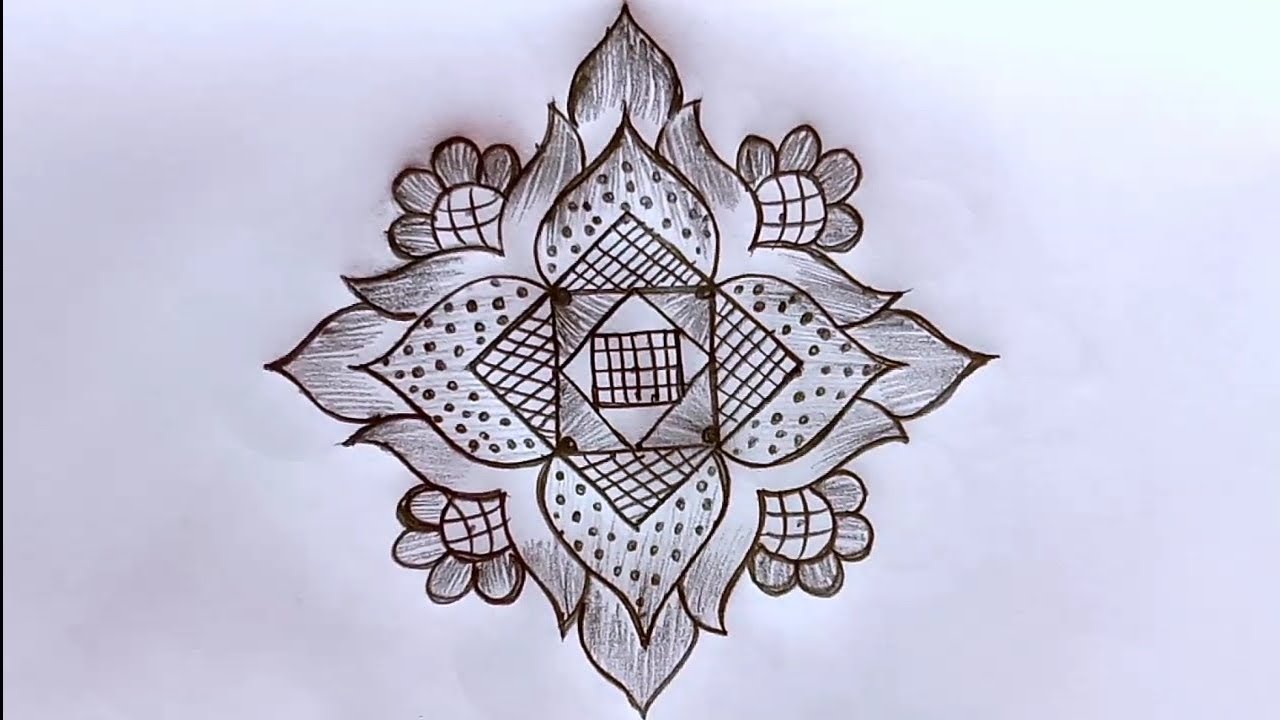 7*3 dots big entrance rangoli design||creative rangoli design||chukkala ...