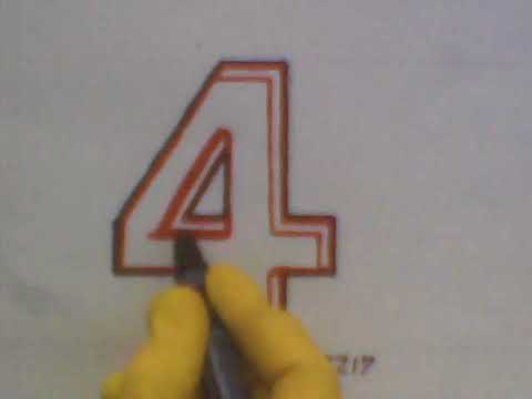 How To Draw The Number 4 step by step tutorial learn teach letters ...