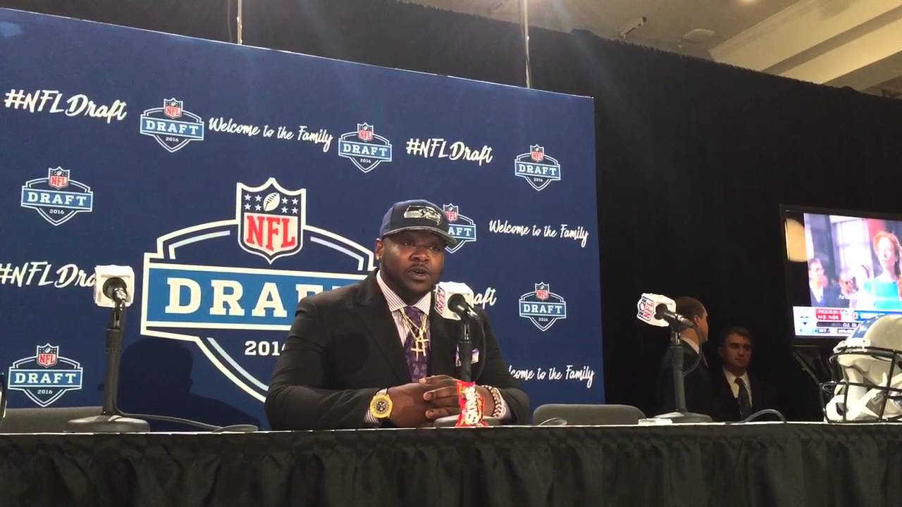 Jarran Reed speaks after being drafted by the Seattle Seahawks - YouTube