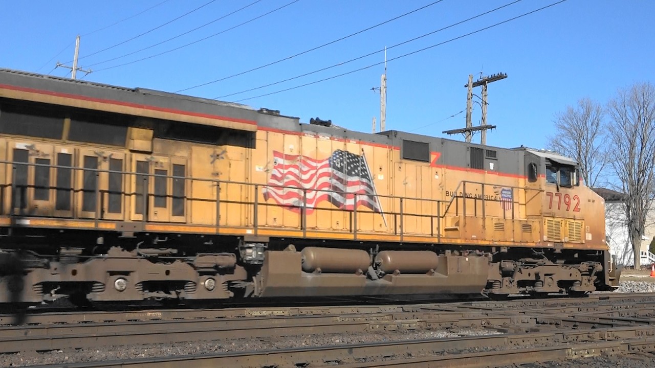UP 7792 Leads a Stack Train, West Chicago, IL 2/15/26