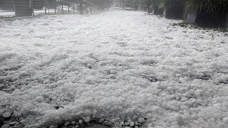 Hail storm and heavy rains hit Jaipur, India. Small floods