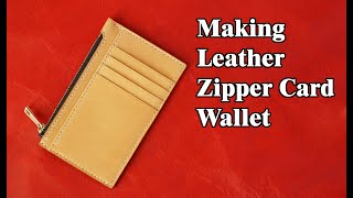 47 [Leather craft] Making Zipper Card Wallet / [가죽공예] 지퍼 카드지갑 만들기 / Free Pattern