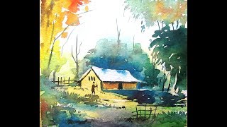 watercolor landscape painting tutorial paintings beginners village easy simple beginner gemerkt bing