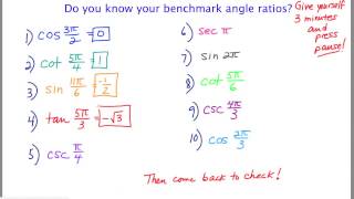 Mathcamp321 - Trig: Benchmark Angles Self-Quiz 1