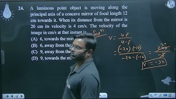 A luminous point object is moving along the principal axis of a concave mirror of focal length 1....