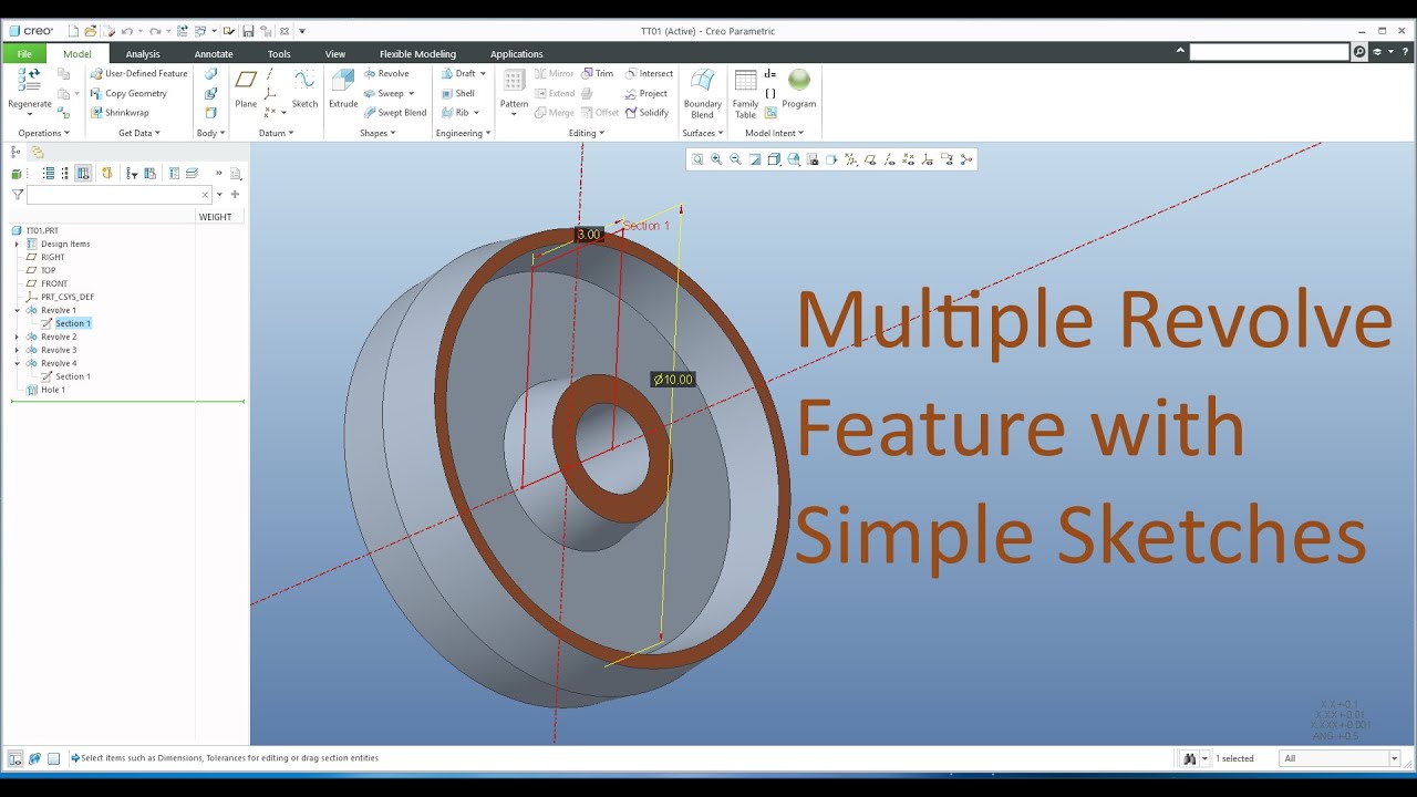 Multiple Revolve Feature with Simple Sketches – Creo Tutorial for ...