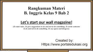 Rangkuman Bahasa Inggris Kelas 9 Bab 2| Rules, Suggestion, Invitation, Agree Disagree