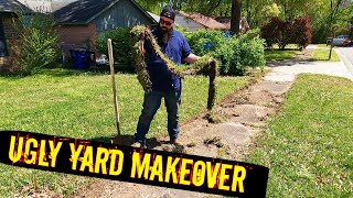 UGLY YARD MAKEOVER (START TO FINISH) neglected overgrown edge clean up