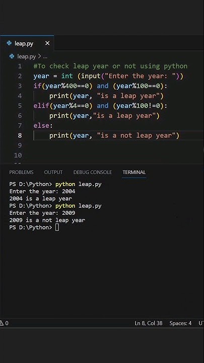 python program to check leap year or not #python #shorts #short - YouTube