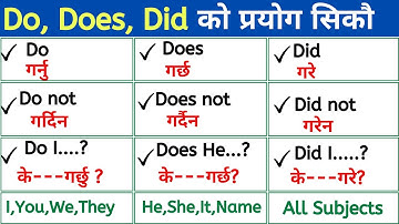 Do, Does & Did को सही प्रयोग | Do, Does and Did in English Grammar | Correct Use of Do / Does / Did