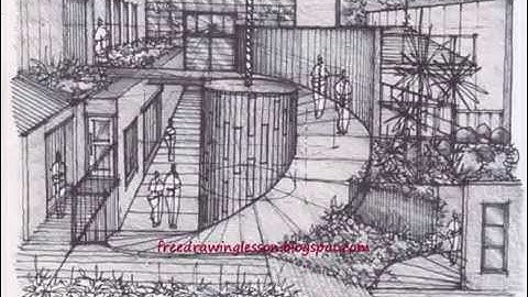 Perspective Drawing : Draw a box : Pencil rendering..Curve ramp in one point perspective. #shorts