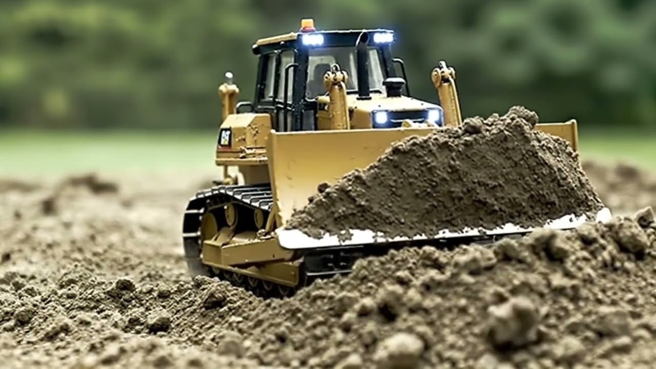 RC Bulldozer Working Alone in Mud  Realistic Scale Construction ASMR