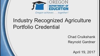 Industry Recognized Agriculture Portfolio Credentials