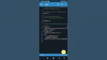 Finding the Factorial Value of the given number in Python Programming in Mobile!!!
