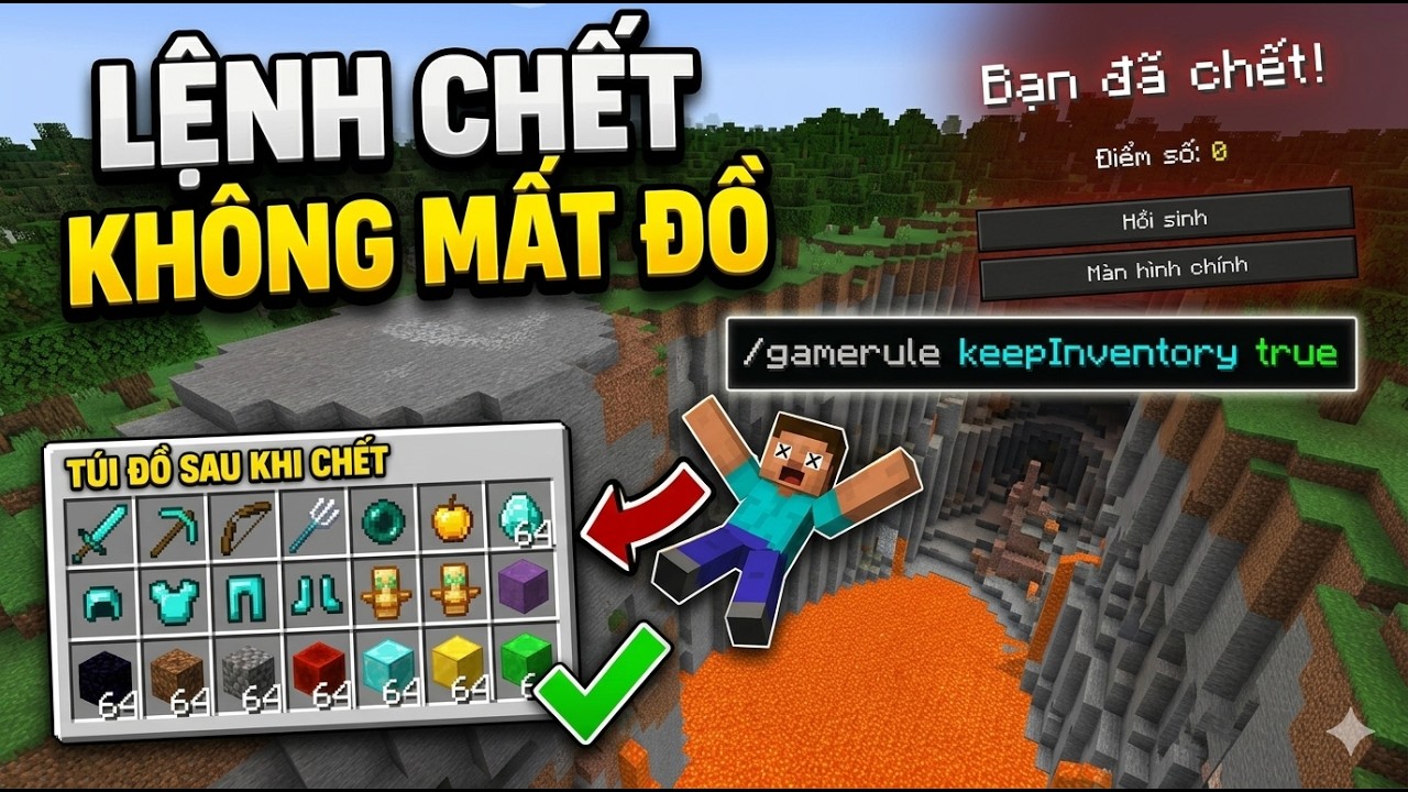 Lệnh chết không mất đồ trong minecraft [Minecraft How... - youtube