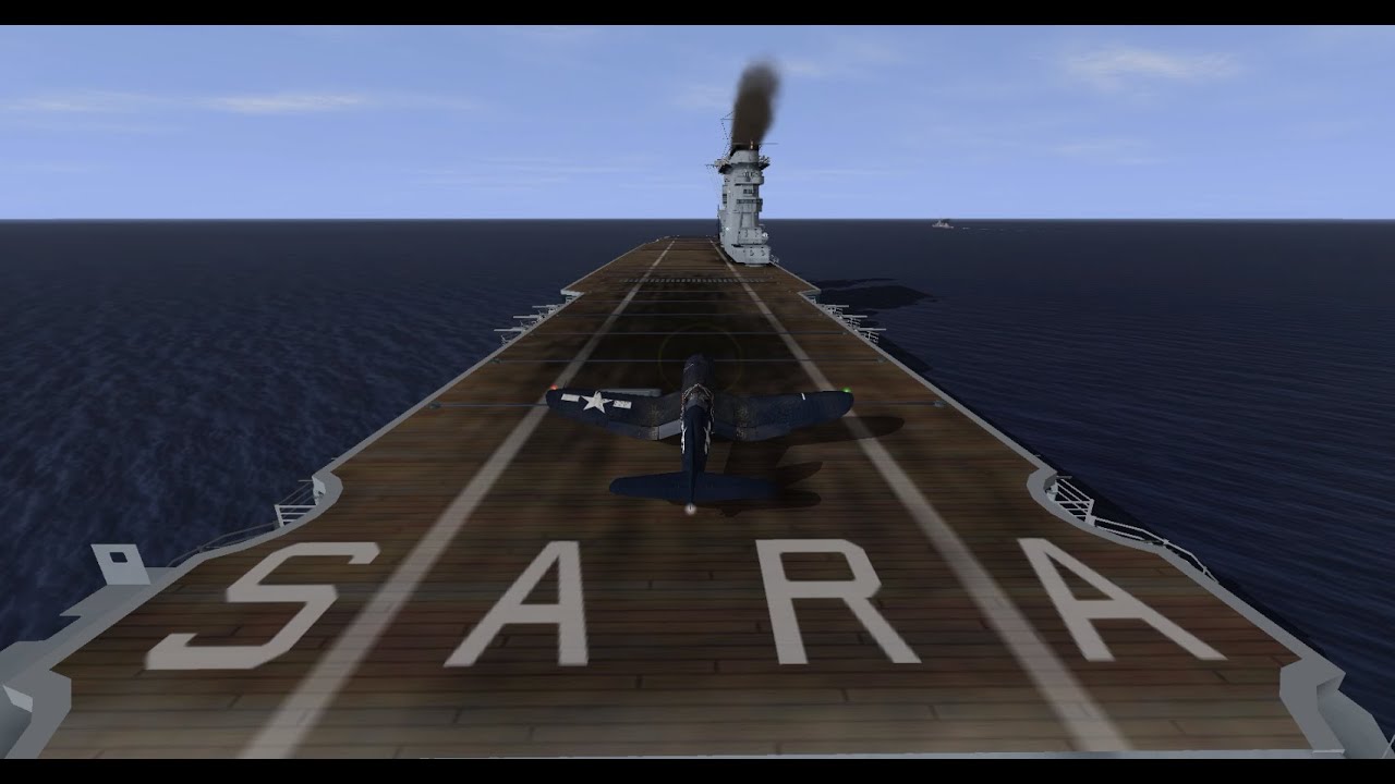 F4U-1D "Corsair" (1944) carrier qualification on CV-3 "Saratoga". F4U-1D "Корсар" и СV-3 "Саратога".