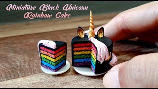 Rainbow Cake | Black Unicorn Cake Polymer Clay Miniature Tutorial