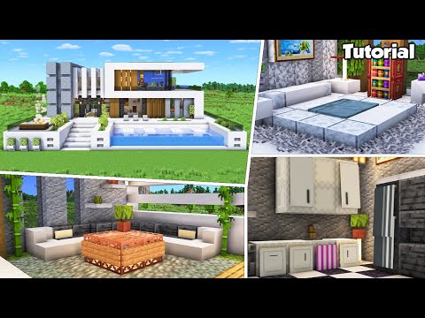 Minecraft: Modern House #84 Interior Tutorial - How to Build - 💡Material List in Description!